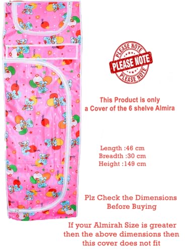 Image of 6 Shelve Baby Wardrobe /Almirah Cover /Toy Box Cover /Fabric /Storage (This is only cover or fabric of the Almirah (PINK)