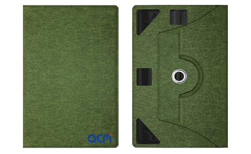 Image of ACM Rotating Nylon Case Cover Viewing Stand Compatible with Brave Ark 12.95 inch Tablet Front & Back Cover Green