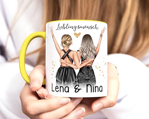 SpecialMe® Tasse beste Freundin Geschenk Geburtstag Weihnachten persönlich personalisiert Freundschaft Best Friends Weiss-innen-hellgelb… – Ansicht 3