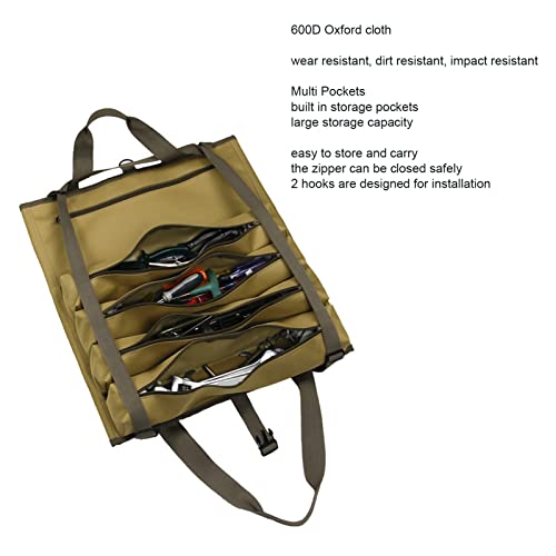 Bolsa para rolo de ferramentas, tecido Oxford 600D resistente ao desgaste, 2 ganchos, organizador de