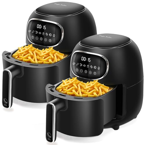 Taylor Swoden Freidora de aire sin aceite de 3 L. 1300W. Pantalla LED táctil, 8 menús preprogramados, tiempo y temperatura ajustables manualmente. Libre de BPA. Diseño exclusivo, Negro, 2 Unidades