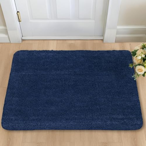 Image of VASAC Carpet for Hallway, Kitchen, and Modern InteriorsCarpetCozy Shag Runner for Living Room, Bedroom & Office Decor ETC Size 16x24 Inch, Patten-Solid Blue