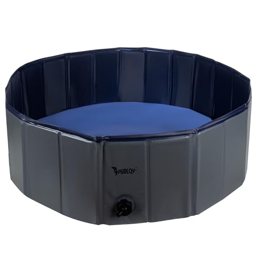 Großer Faltbarer Hundepool 100x30 cm – Rutschfester Gartenpool mit Ablaufventil – 230L Fassungsvermögen – ideal für 1-2 Hunde