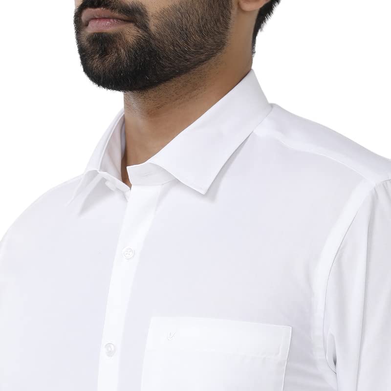 Image of UATHAYAM White Team Cotton Full Sleeve Solid Slim Fit Trending White Formal Shirt for Men Pack of 1