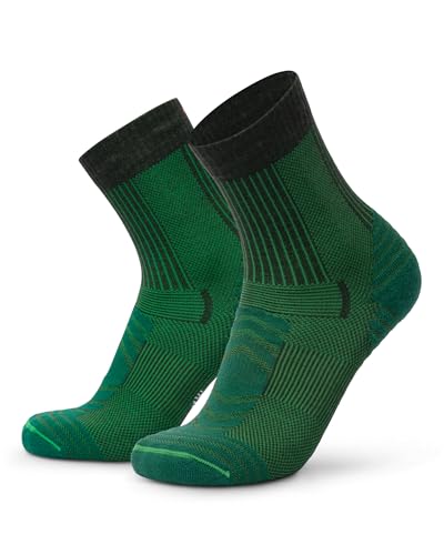 DANISH ENDURANCE Wandelsokken, Lichtgewicht Merino Wollen Zomer Wandelsokken, Anti-Blaar, Unisex, 1 Paar, Donkergroen, 43-47