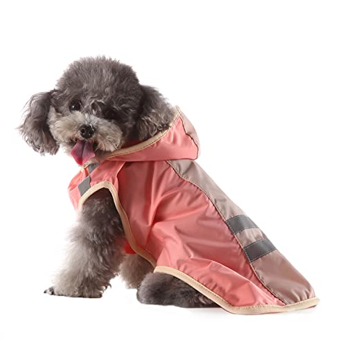 Kthzi Dog Raincoat Adjustable Pet Waterproof And Windproof Clothes Lightweight Rain Jacket Poncho For Hoodies With Strip Reflective(Pink,Large，Yy26) #TOP25