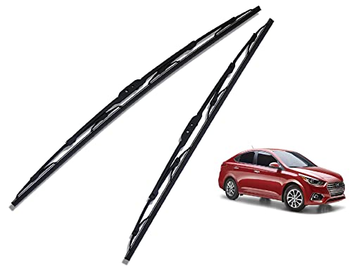 Image of Euro Care Metal Type Wiper Blade Compatibility with Hyundai Verna 2017 (Model : 2017-2022) Windshield Car Wiper Blade Size D-24,P-16