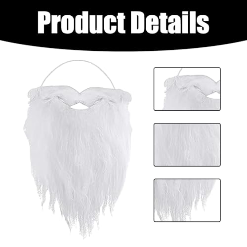 6 Stück Weihnachtsmann Bart Weißer,Weihnachten Santa Nikolaus Beard Mit Spannband Set,Weihnachtsmannbart Nikolausbart Wichtelbart Weiß Künstlicher Falscher für Kinder Fasching Geburtstagsfeier Party