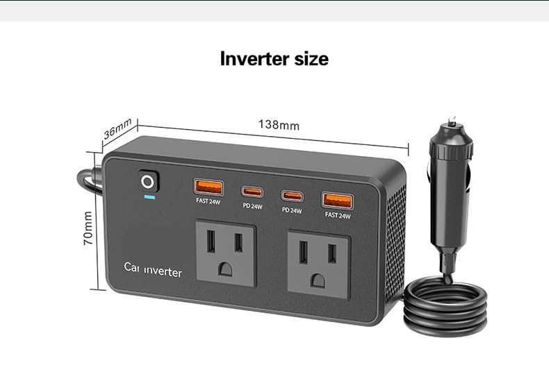 Falownik Mocy, 200W Car Inverter 12v to 110v Modified Wave Car Power Converter Multifunctional Power Station
