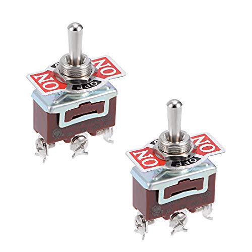 uxcell® SPDT Momentary Rocker Toggle Switch Heavy-Duty 15A 250V 3P ON/Off/ON Metal Bat 2pcs