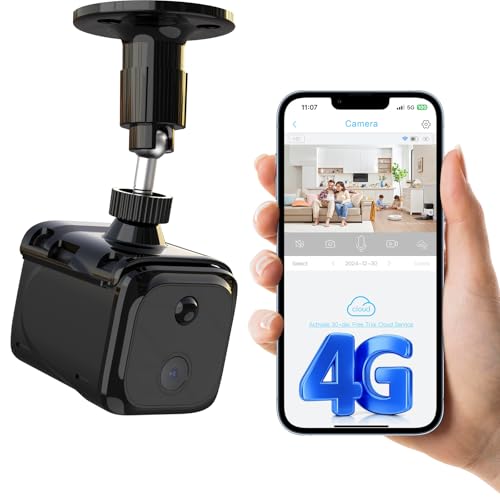 Cellular Security Camera Wireless, No WiFi Security Camera Indoor, 4G LTE Home/Office Cam with Auto Night Vision, Built-in SIM Card, 2K Live Video, 20 Day Standby Battery, PIR Motion Detection