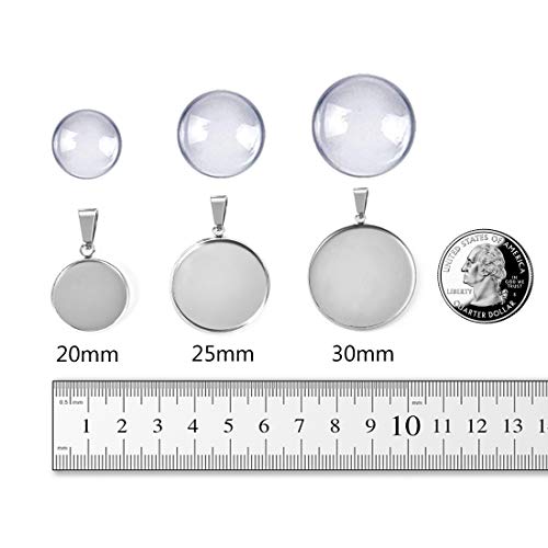 Drole 40Pcs 30Mm Stainless Steel Bezels And Cabochons - 20Pcs 30Mm Cabochon Pendant Trays With Necklace Clasp And 20Pcs 30Mm Rond Glass Cabochons For Cameo Jewelry #TOP4