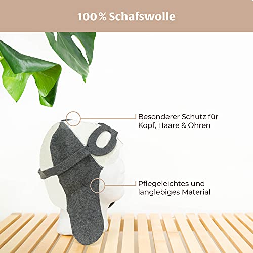 DIYer Saunahut - Modell Pilot - 100% Wollfilz - Saunamütze aus Filz für Damen und Herren