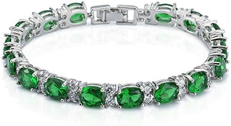 Hanie Tennis Bracelet for Women, White Gold Plated Tennis Bracelet Bangle with AAAAA Cubic Zirconia Crystal, 3 Color Red/Blue/Green Bracelets, Gift for Mother Wife Girlfriend on Bithday Mothers Day