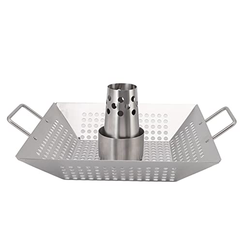 Tyenaza Beer Can Chicken Pan, Food Grade Stainless Steel Beer Can Chicken Roaster Stand Holder with 2 Handle for Grill and Smoker(30.5 x 30.5 x 6cm)