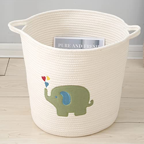 Image of Elephant storage basket, elephant decor, toy storage, room decor, boho decor, teen girl gift, gift for kids, mom gift, room storage