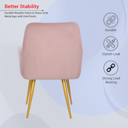 Image of Taboo Velvet Dining Chair Set of 6 | Upholstered Accent Arm Chairs | Soft Cushioned Seat with Backrest | Modern Velvet Fabric Chairs with Metal Legs | Living Room, Bedroom, Cafe & Restaurant | Purple