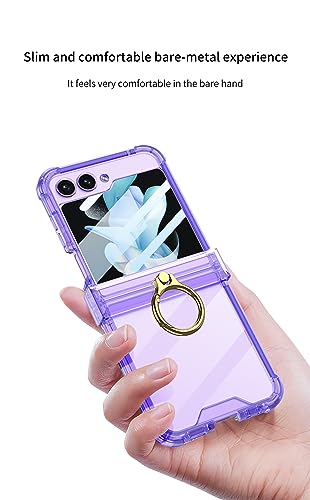 Image of BOUNCEBACK Transparent Shockproof Hinge Cover Ring Case for Samsung Galaxy Z Flip5 / Galaxy Flip 5 Case Cover - (Clear Green | Rubber)