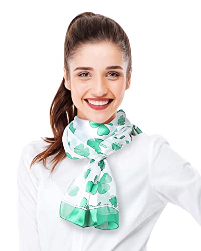 Cbc Crown Women's St.patrick's Shamrock Scarf Clover Scarf, One Size, Green White Black (White-Green) #TOP4