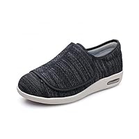 Mannen Diabetisch oedeem schoenen lichtgewicht wandelen Ademend Brede Sneakers Verstelbare riem Sluiting voor ouderen, gezwollen voeten, plantaire fasciitis,Blauw,45