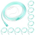 Anglechic 10 Pack 7Ft Adult Oxygen Nasal Cannula, Soft Oxygen Tubing for Adult, Cannula Nasal Tubing with Soft Curved Nose Piece, High Flow Lightweight Tube (Green)