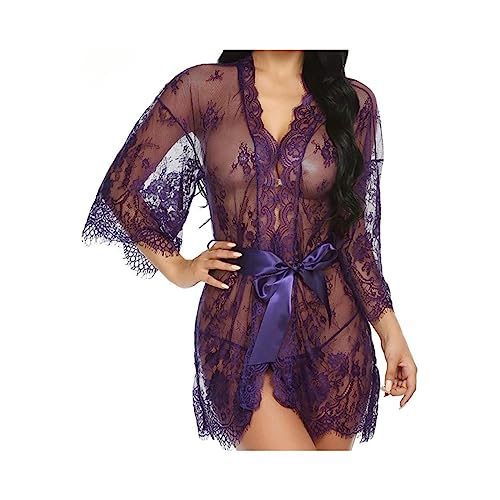 VOIV Plus Size koronkowa damska bielizna damska zestaw seksownych otwartych kostiumów Lady Babydoll szlafrok siateczkowa piżama