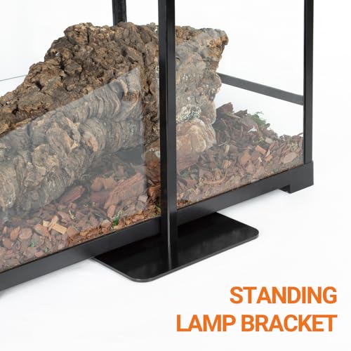 Oiibo Reptile Dual Lamp Stand, Floor Light Holder with Adjustable Heigh Bracket Metal Support for Reptile & Amphibian Terrarium Tank Vivarium Cage