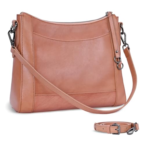 Image of Iswee Leather Crossbody Bags for Women Shoulder Purse Medium Hobo Genuine Leather Satchel Purses and Handbags