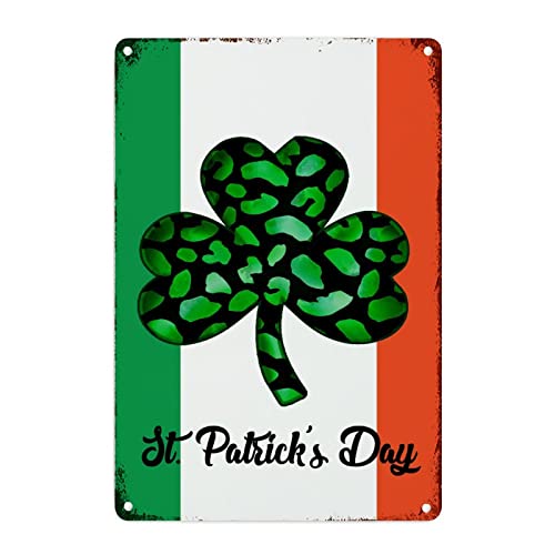 Décoration murale métal Saint Patrick avec drapeau Irlande et trèfle vert