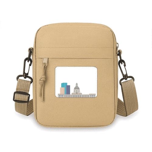 Mini sac à bandoulière Canada imprimé cartoon de monuments et bâtiments urbains