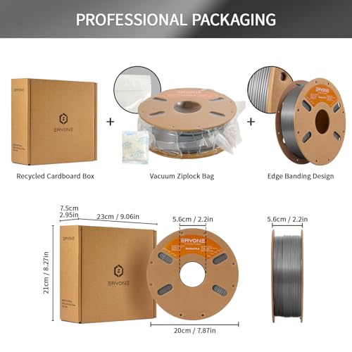 Image of ERYONE PLA Filament 3D Printer PLA Filament 1.75mm + /- 0.03mm, PLA Filament 1KG Cardboard Spool(2.2LBS), Agate Grey