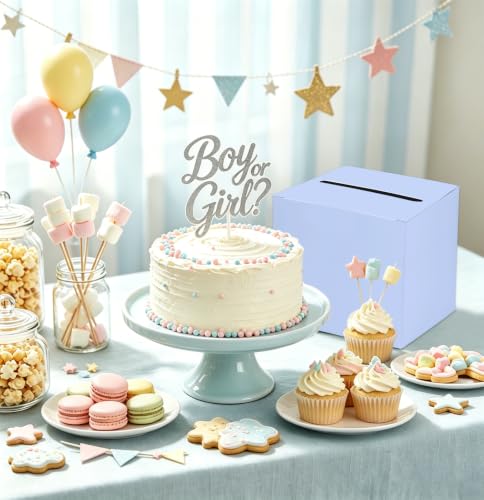 Image of SietDESEO Lavender Card Box with Slot Money Gift Card Box Holder for Party Wedding Reception Birthday Graduation Bridal Shower Baby Shower Diaper Raffle Box