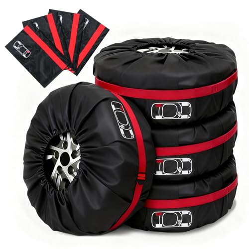 Kuvarix 4 Stück Reifentaschen Set, 13-18 Zoll Reifentasche, Reifenschutzhülle Reifentüten zur Reifenaufbewahrung und zum Transport, Waterproof Staubdicht Reifenbezug, S(Ø66cm)