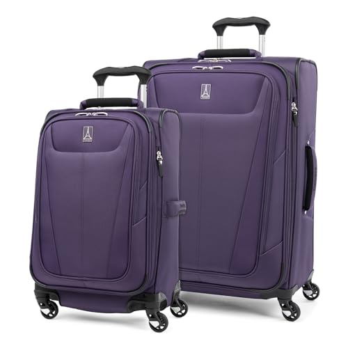 Image of Travelpro Maxlite 5 Softside Expandable Luggage with 4 Spinner Wheels, Lightweight Suitcase, Men and Women, Imperial Purple, 2-Piece Set (21 /29)