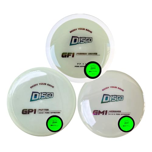DISGO Disc Golf Disc Set- 170-178g Glow-in-The-Dark Disc | Putter, Midrange, and Driver |...
