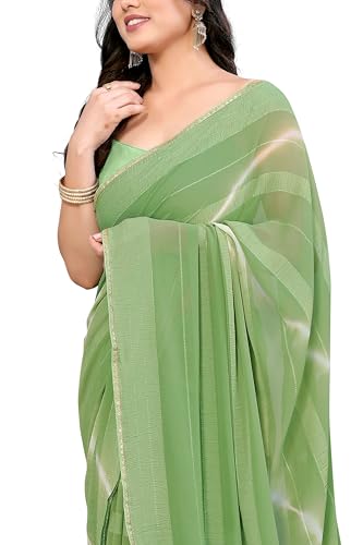 Image of MIRCHI FASHION Women Saree Shibori Print Chiffon | Elegant Festive and Functional Sari for All-Day Comfort with Matching Blouse