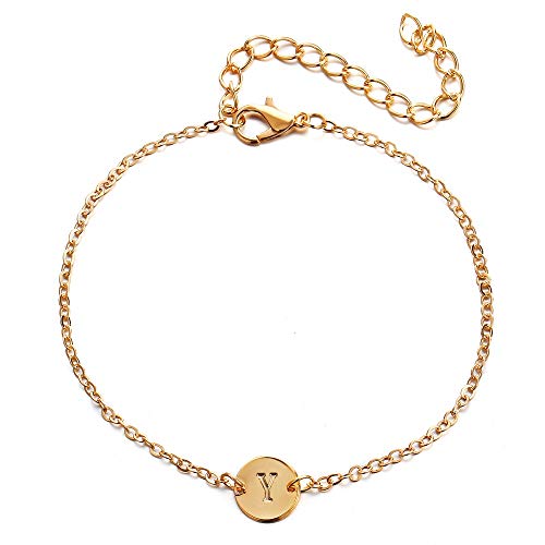 KAZA Pulseras de Letras Populares, Personalizadas chapadas en Oro, Pulseras de bisutería de Moda para Mujeres y niñas, Regalo del día de la Madre del día de San Valentín.