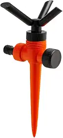 Irrigador Giratório Aspersor Plástico 3 Jatos Jardim Quintal Horta Grama Gramado Campo Agricultura