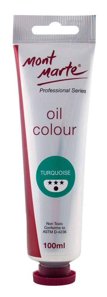 Mont Marte Turquoise Premium Oil Paint, 100Ml (3.4Oz), Good Coverage, Excellent Tinting Strength