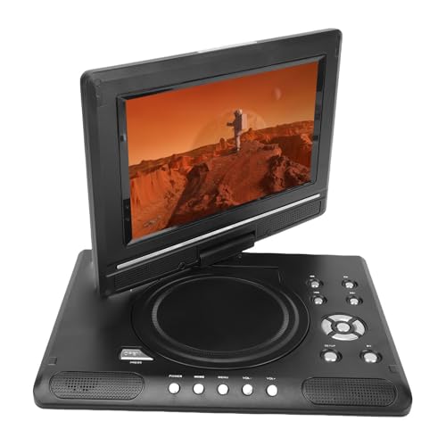 Luocute 9.8インチポータブルDVDプレーヤー、270°回転スクリーン、1080p HD解像度、デュアルスピーカー、アンテナ、USB/SDカードサポート、リモコン、車のヘッドレストマウント、家族旅行用 (米国プラグ)