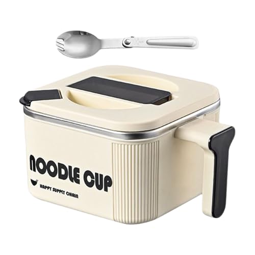 Besreey Bol de Fideos - Olla De Acero Inoxidable Con Mango Cuchara,Gran Bol Para Fideos Y Hacedor De Pasta | Para Adultos Hogar Cocina Residencia Universitaria Oficina Para Almuerzo Y Cena