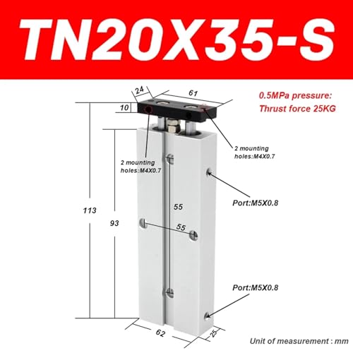 Vérin à double tige TN20X35-S double effet alésage 20mm - 3