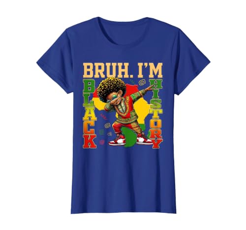 I Am Black History Dabbing Afro Men Boy Black History Month T-Shirt, Women, Royal Blue, Large