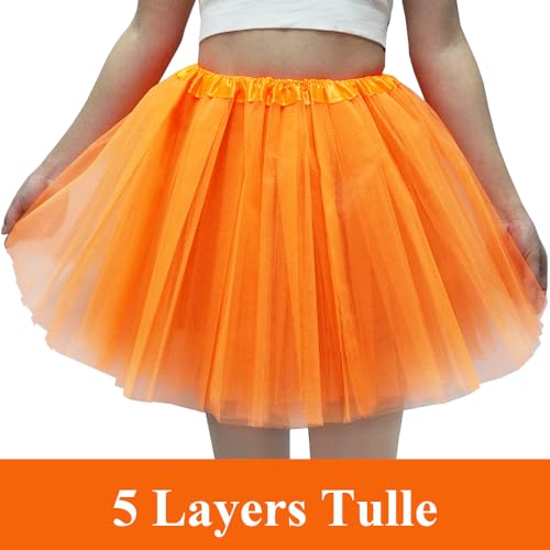 Women's 5-Layer Tulle Tutu Skirt, Adult Dance Ballet Tulle Dress,Teens Halloween Cosplay Running Tutu