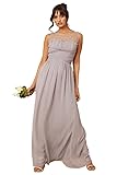  Little Mistress Grey Diamanté and Faux Pearl Maxi Dress Vestido de Fiesta, Gris, 38 para Mujer