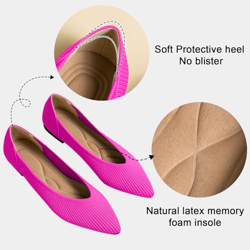 Image of TINGRISE Women's Flats Shoes Pointed Toe Knit Ballet Comfortable Dressy Slip On Flat