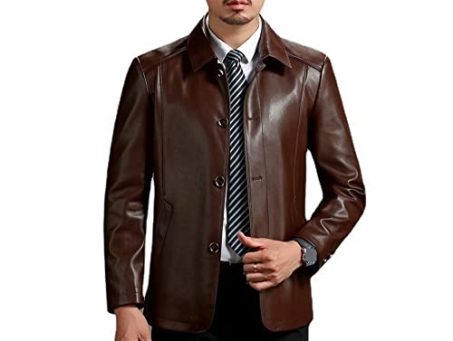 Motorradjacke Herren-Lederjacke, klassisch, modisch, Revers, schmale Passform, Vintage, gefüttert, lange Ärmel, Winter Fahrradausrüstung (Color : Braun, Size : L) Motorradjacke Herren-Lederjacke, klassisch, modisch, Revers, schmale Passform, Vintage, gefüttert, lange Ärmel, Winter Fahrradausrüstung (Color : Braun, Size : L)