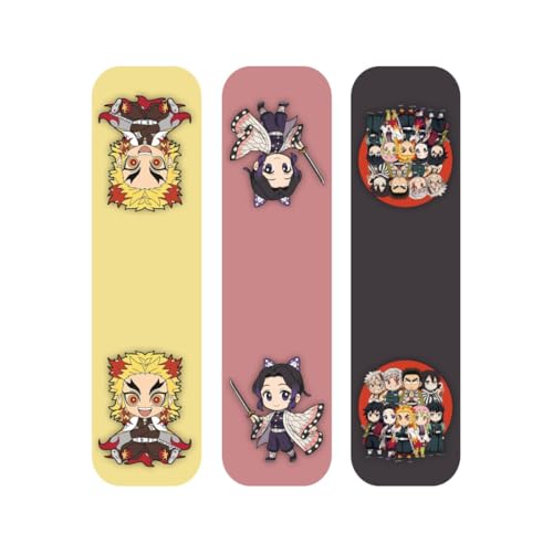 Image of Zesta Magnetic Bookmark Set of 7 | Aesthetic Book Mark for Reading | Cute Anime Bookmarks for Kids, Students | Book Accessories for Novels, Gifts for Readers (Demon Slayer, Medium (9X2.5 Cms))