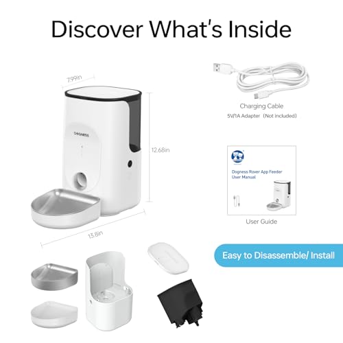 DOGNESS Alimentador Automático para Gatos com Aplicativo, Bateria Recarregável de 5000 Mah, Alimenta
