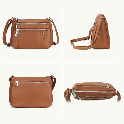 Image of befen Genuine Leather Crossbody Bags for Women Small Shoulder Bag for Ladies Cross Body Phone Bag for Girls Pocketbook Handbag with Multiple Pockets